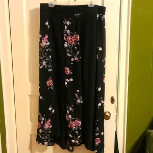 Black and rose see-through skirt